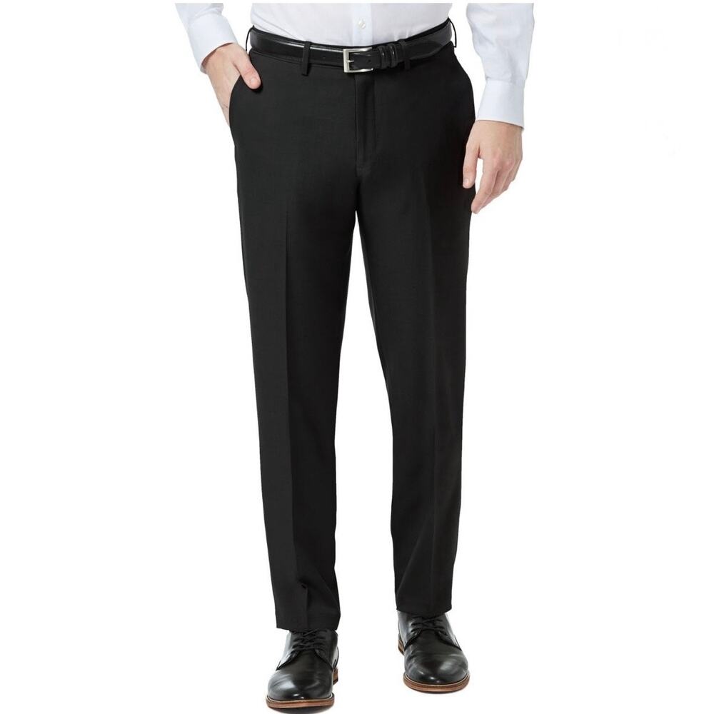 Haggar Performance Comfort Dress Pant Size 40x29 Black Flat Front (283)
